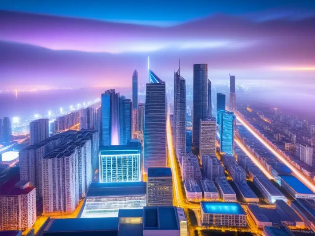 Innovación urbana: Futurista skyline con propiedades nicho y tecnológicas Vibrante skyline futurista con edificios innovadores, inversiones inmobiliarias internacionales postcrisis