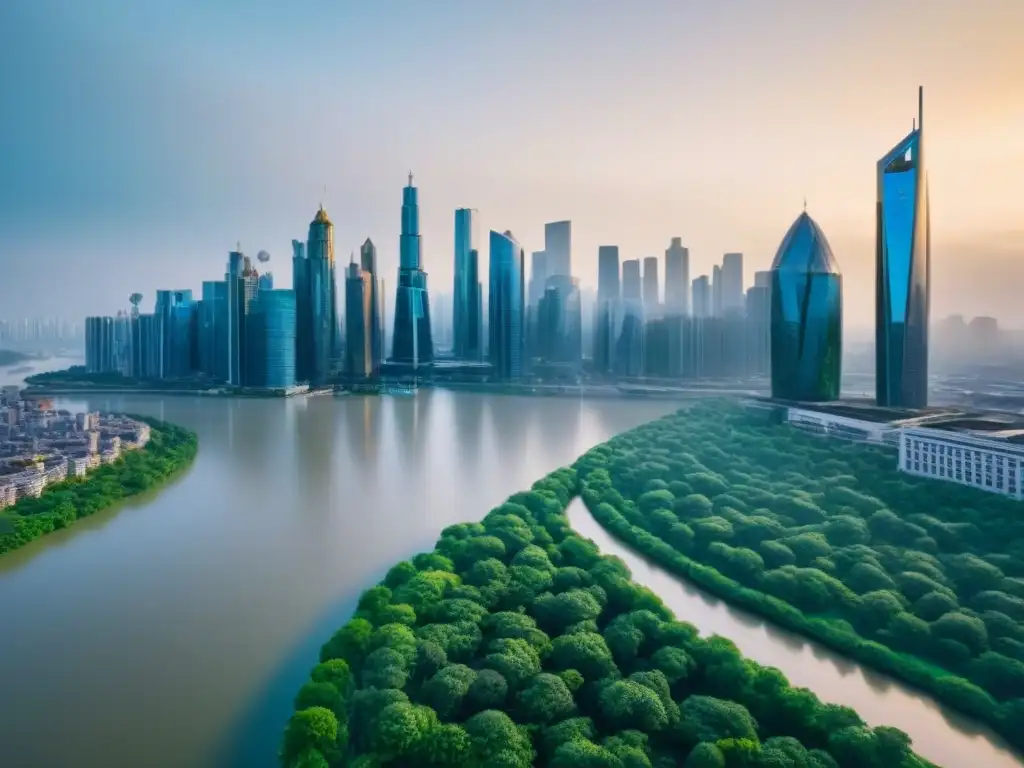 Horizonte urbano futurista: mercado inmobiliario vibrante Vibrante skyline de mercados inmobiliarios emergentes bajo riesgo