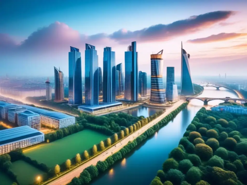 Skyline moderno en Europa del Este: crecimiento y oportunidades Vibrante skyline en Europa del Este, reflejando innovación y oportunidad en inversión inmobiliaria