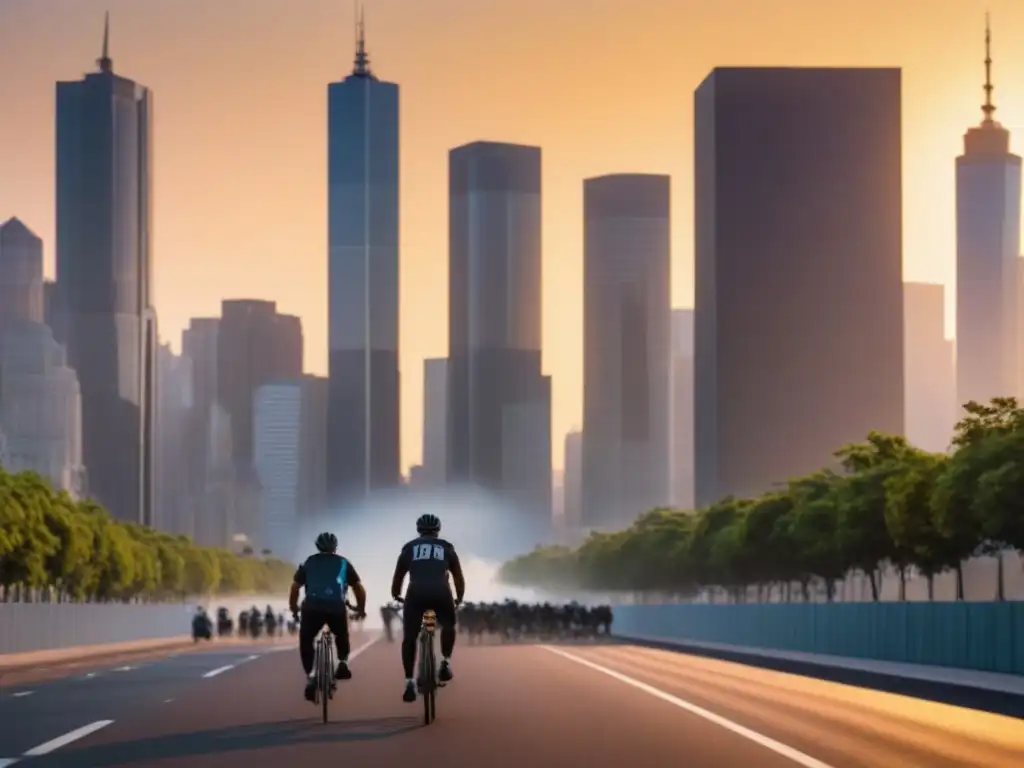 Metrópolis vibrante: inversión inmobiliaria en la era global Vibrante skyline urbano al atardecer, reflejando la inversión en bienes raíces internacionales