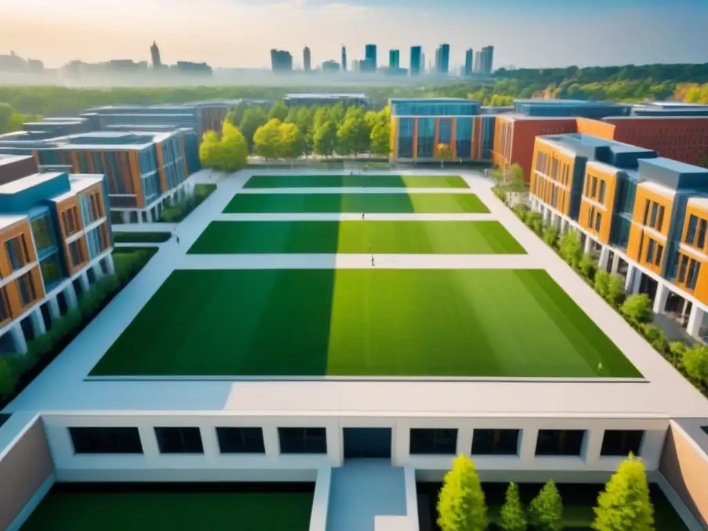 Vida universitaria y urbana: sinergia vibrante en campus moderno Vibrante vida universitaria y diseño urbano en las mejores zonas universitarias para inversión inmobiliaria