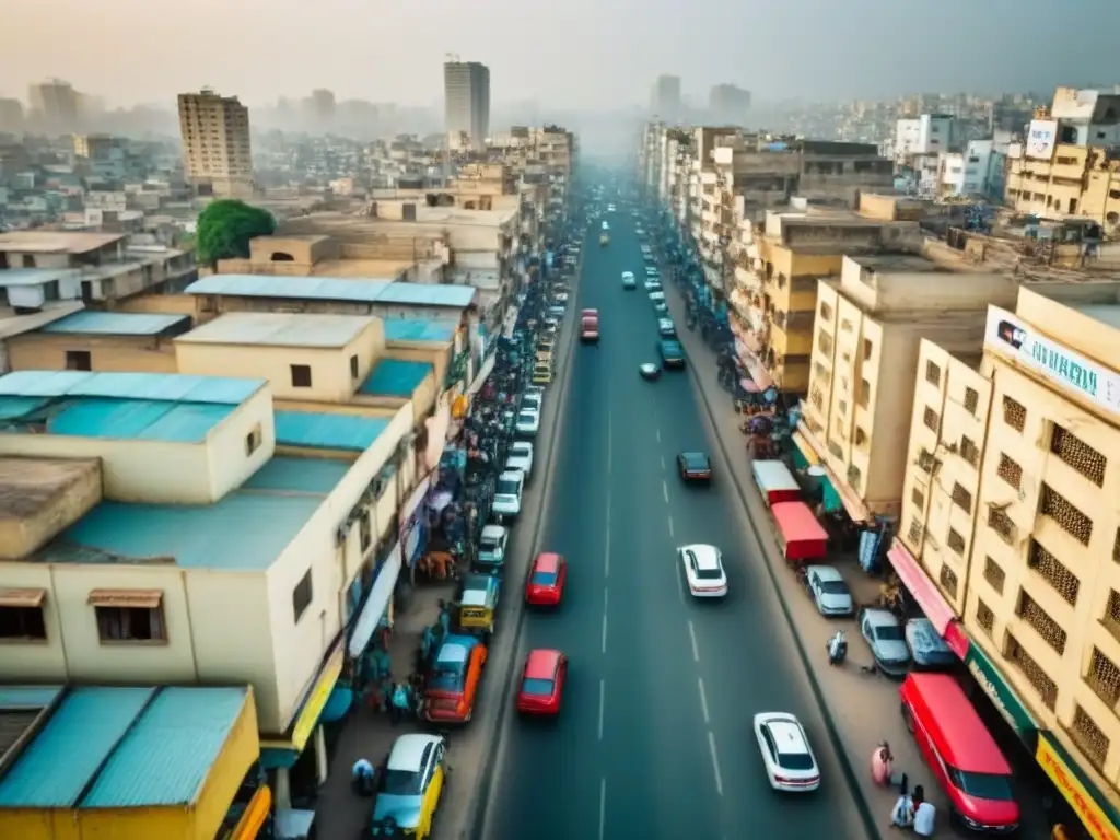 Vibrante Karachi: mezcla urbana de tradición y modernidad Vibrante vista aérea de Karachi, Pakistán, mostrando modernos rascacielos y arquitectura tradicional