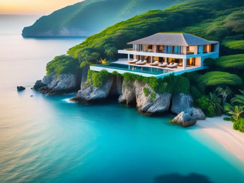 Villa de lujo en acantilado con piscina infinita y vistas al mar Villa de lujo en acantilado con piscina infinita y playa privada