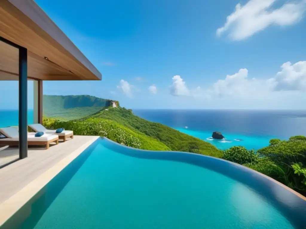 Villa de lujo con vistas al mar y piscina infinita en acantilado Villa de lujo en acantilado con piscina infinity y vista al mar turquesa para Inversiones inmobiliarias alquiler vacacional