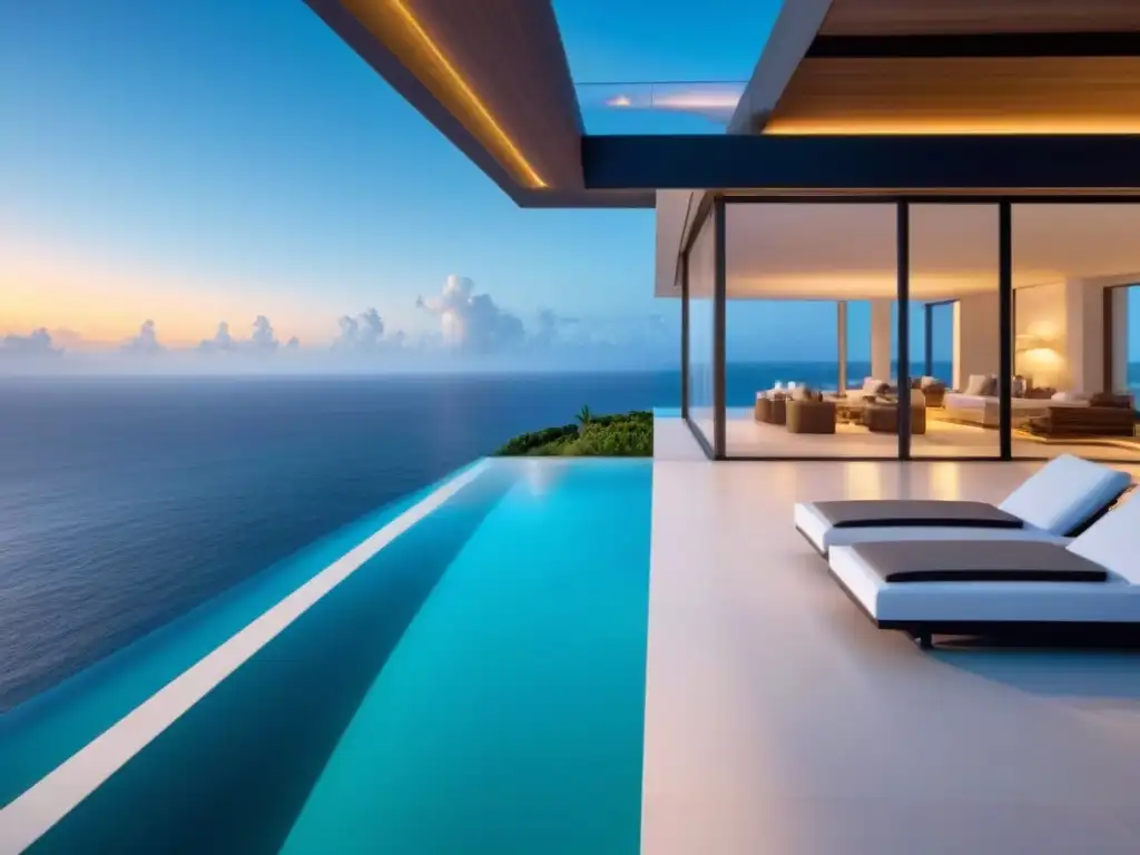 Propiedad de lujo con vista al mar turquesa desde un acantilado Villa de lujo en acantilado con vista al mar turquesa