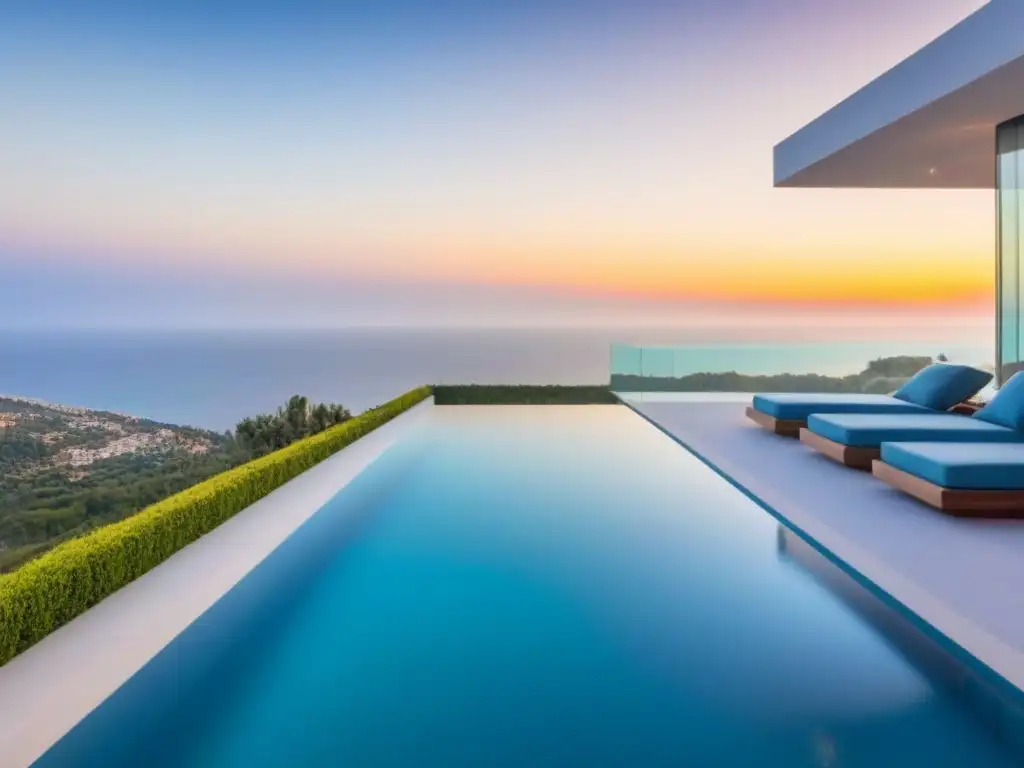 Villa de lujo en Marbella: diseño moderno junto al mar Villa de lujo en Marbella con diseño arquitectónico moderno y vistas al mar Mediterráneo al atardecer, estrategias venta propiedad lujo