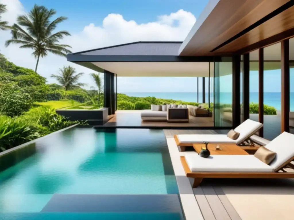 Villa de lujo en Bali: diseño moderno frente al mar Villa de lujo costero en Bali, Indonesia, con diseño elegante y vistas al mar turquesa