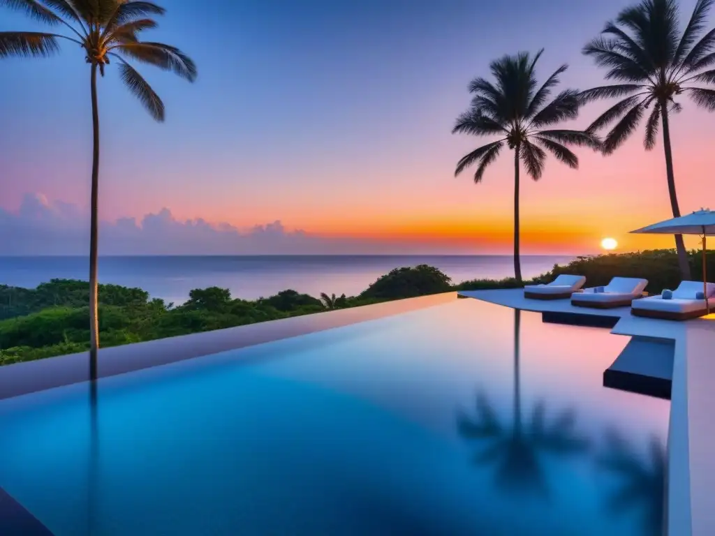 Villa de lujo con piscina infinita frente al mar Villa de lujo frente a la playa con infinity pool y vistas al mar, estrategias de posicionamiento villas vacacionales