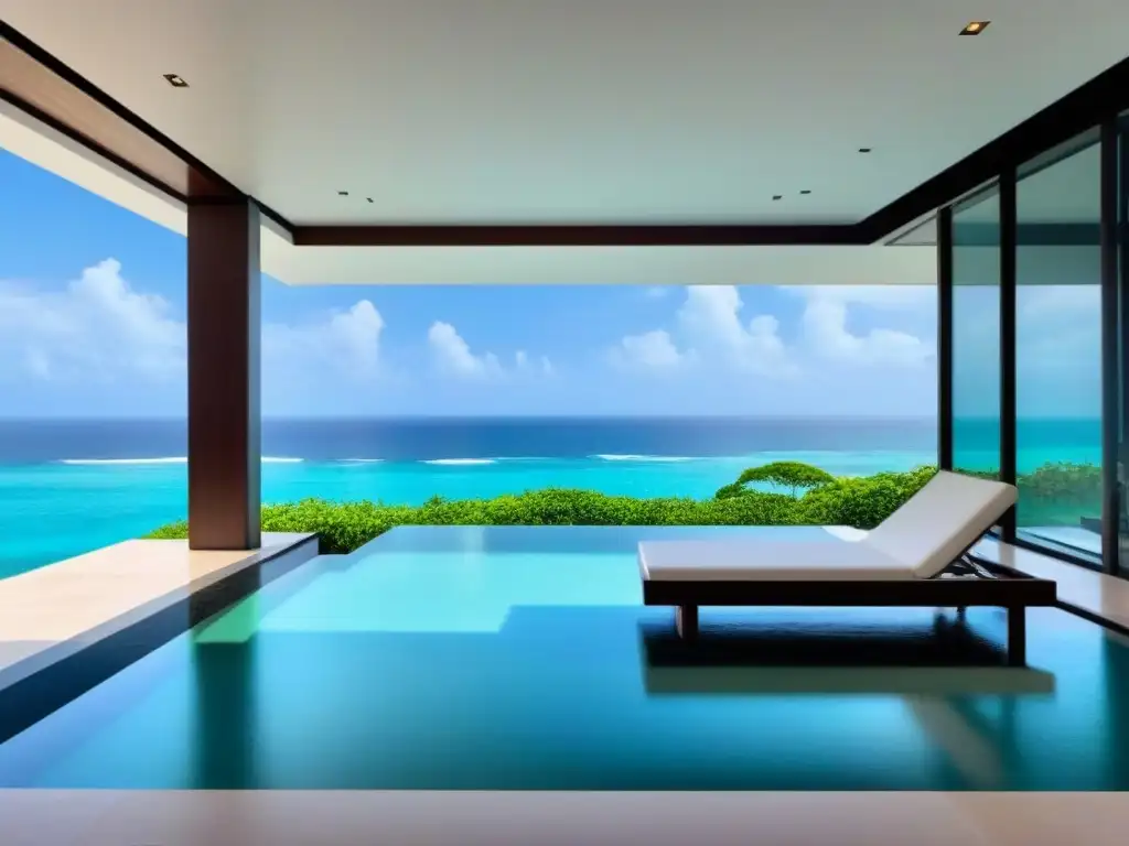 Villa de lujo frente al mar en Asia: diseño moderno y vistas panorámicas Villa de lujo frente a la playa en el Sudeste Asiático con diseño arquitectónico moderno y vistas panorámicas al mar turquesa