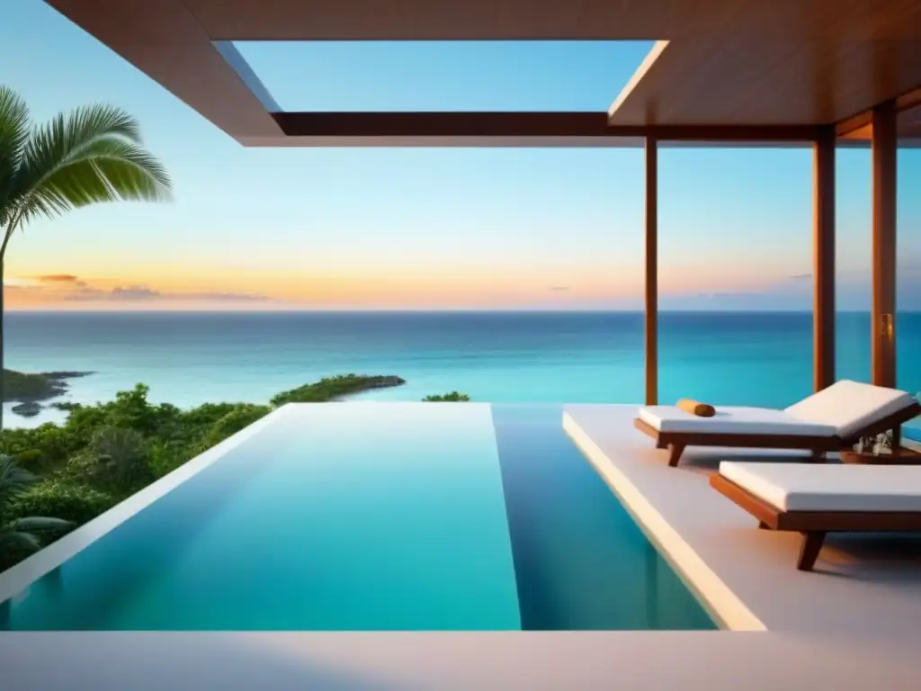 Villa de lujo frente al mar en el Caribe: Infinity pool y atardecer Villa de lujo frente a playa en el Caribe con piscina infinita privada y vista panorámica, ideal para segundas residencias en Norteamérica