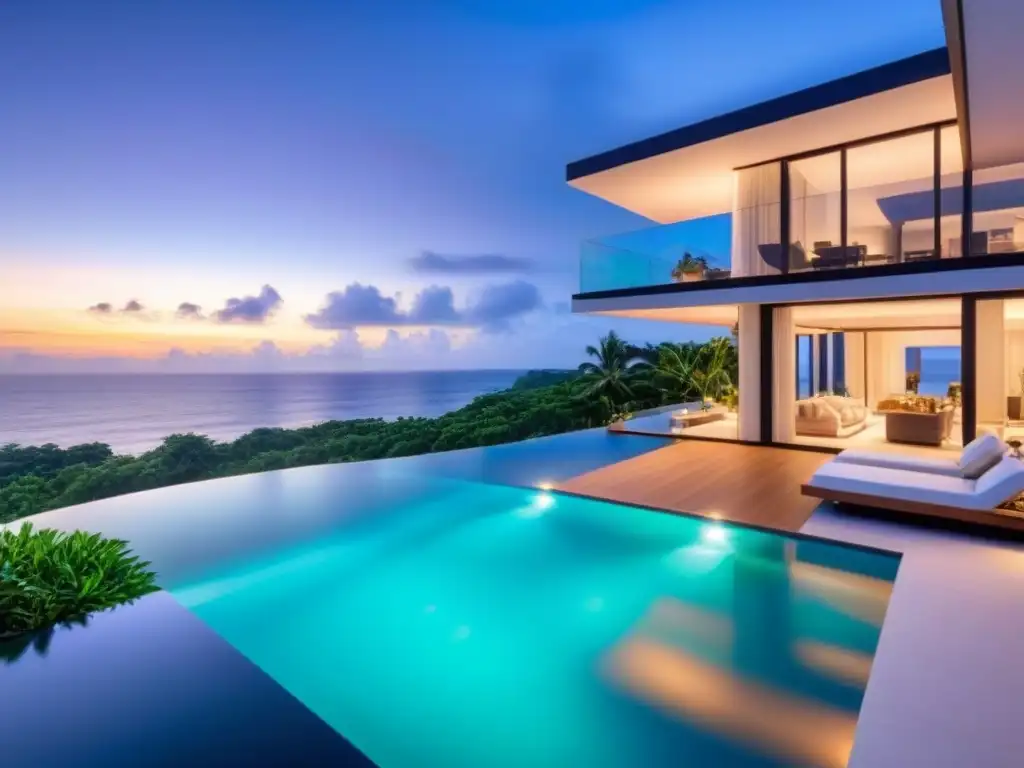 Villa de lujo frente al mar con piscina infinity y vistas panorámicas Villa de lujo frente a la playa con diseño elegante y vistas panorámicas al mar, ideal para inversión en propiedades vacacionales internacionales