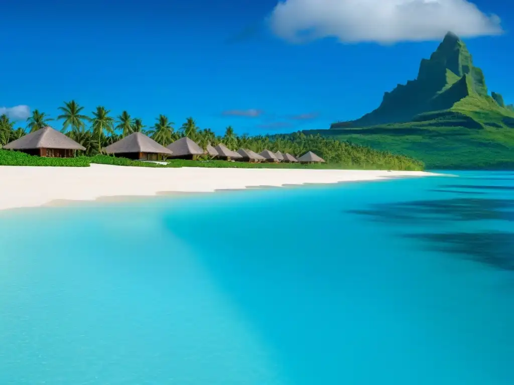 Exclusiva villa de lujo en Bora Bora con vistas al mar Villa de lujo frente a la playa en Bora Bora con piscina infinita, ideal para propiedades de tiempo compartido internacionales
