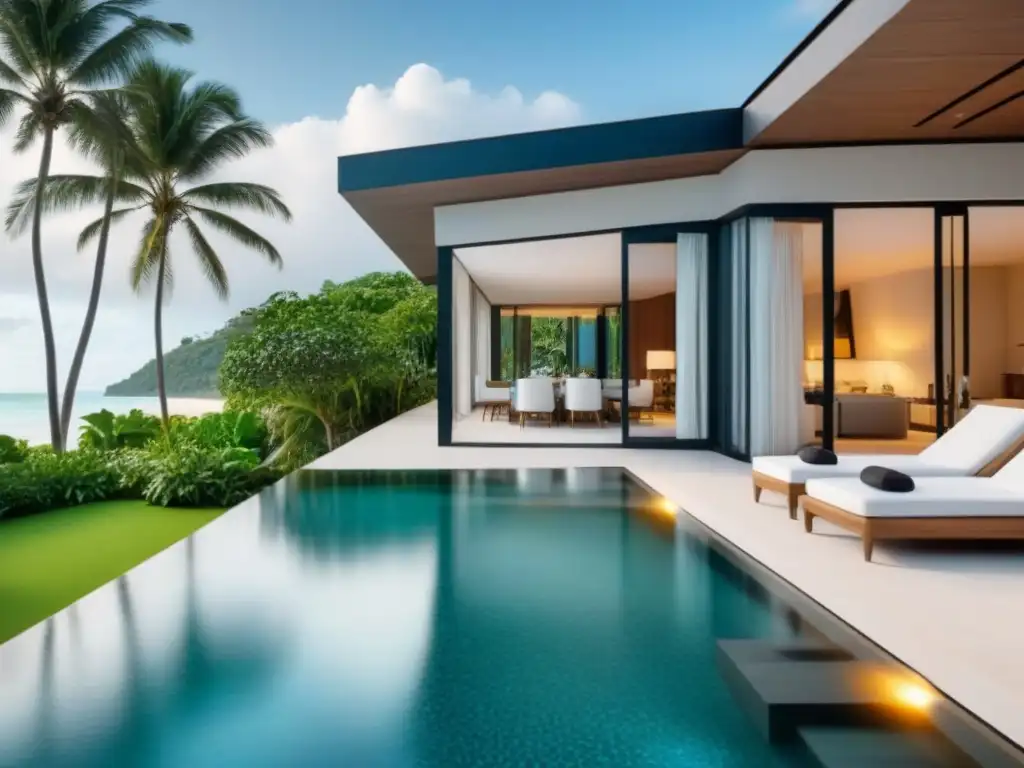 Villa de lujo frente al mar: diseño moderno y exclusividad Villa de lujo frente a la playa con piscina infinity privada y diseño moderno, ideal para inversionistas en mercado propiedades vacacionales
