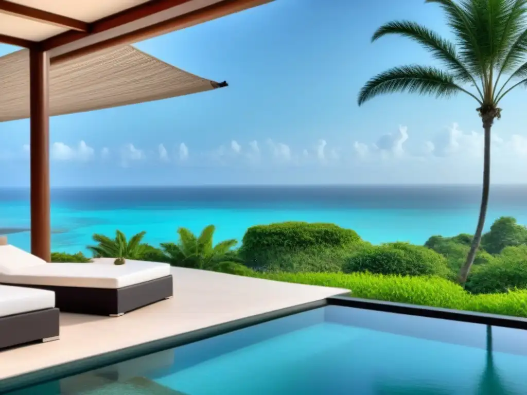 Villa de lujo con piscina infinita en paraíso tropical Villa de lujo frente a la playa con piscina infinita privada y decoración moderna