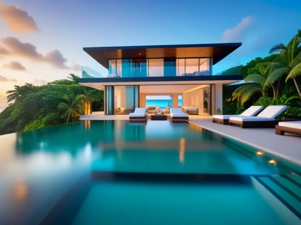 Villa de lujo frente al mar en el Caribe: diseño moderno y exclusivo Villa de lujo frente al mar en el Caribe, con diseño arquitectónico moderno y piscina infinita privada