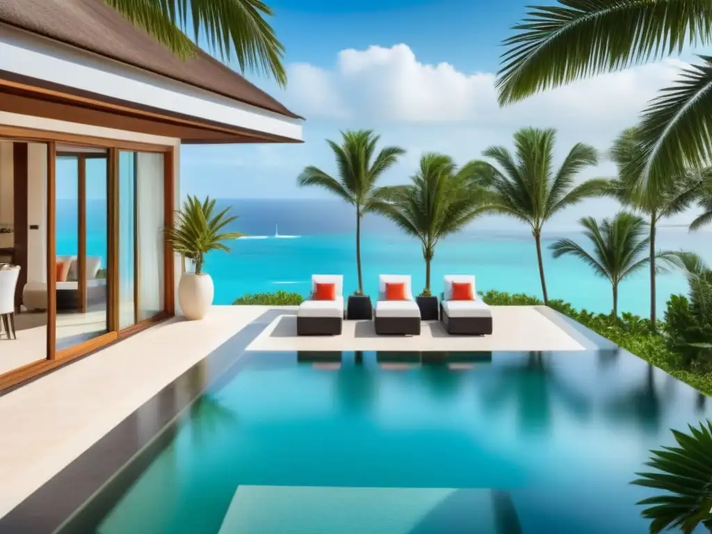 Villa de lujo: paraíso tropical frente al mar Villa de lujo frente al mar en destino tropical, exclusividad y relax para huéspedes internacionales