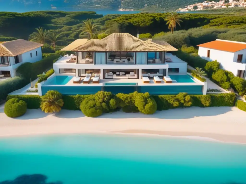 Villa de lujo frente al mar en el Mediterráneo: opulencia y serenidad Villa de lujo frente al mar en el Mediterráneo, con arquitectura moderna y paisaje natural