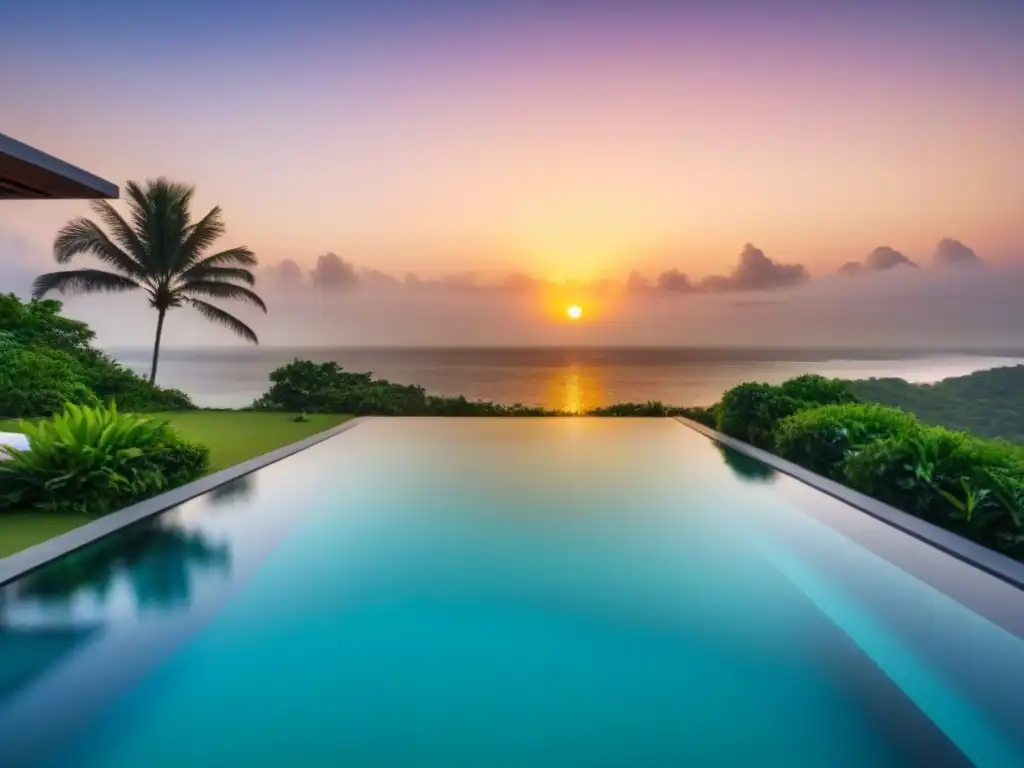 Villa de lujo con vistas al mar y atardecer impresionante Villa de lujo frente al mar con piscina infinita privada y moderno diseño
