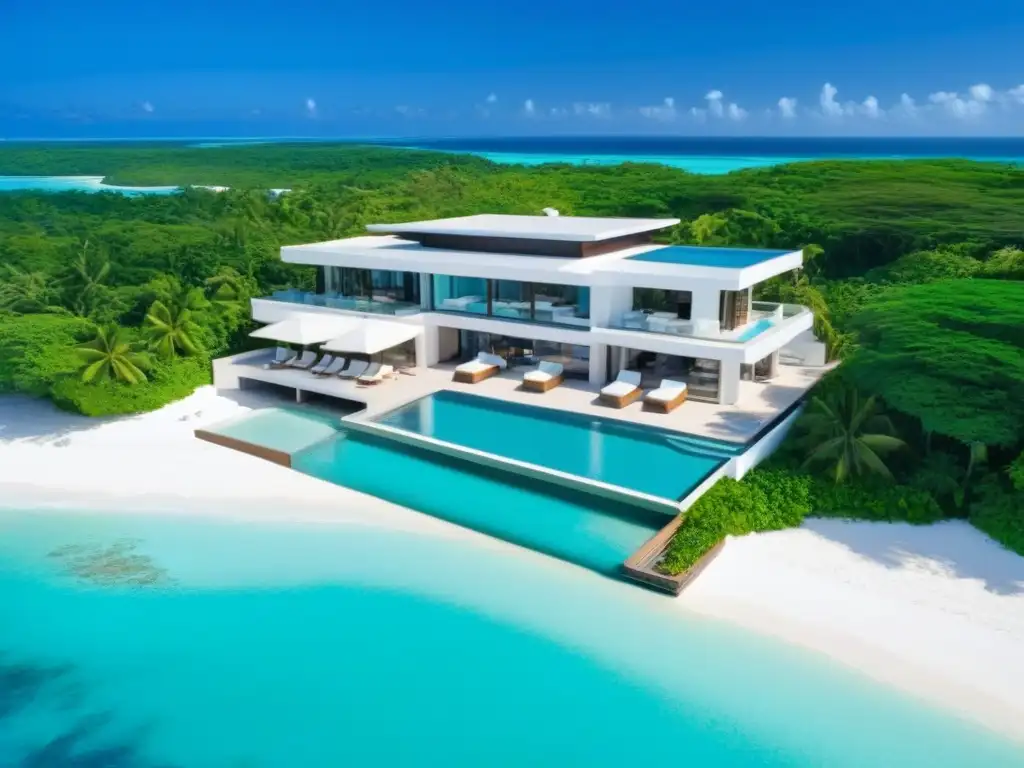 Villa de lujo frente al mar: paraíso vacacional Villa de lujo con piscina infinita privada, rodeada de aguas turquesas y exuberante vegetación