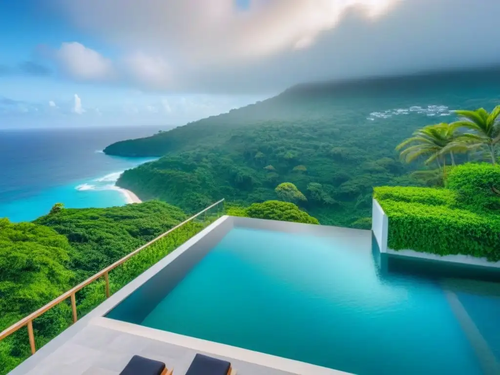Villa de lujo con piscina infinita y vista al mar en un paraíso verde Villa de lujo con piscina infinita y vistas al mar, ideal para ingresos pasivos propiedades vacacionales