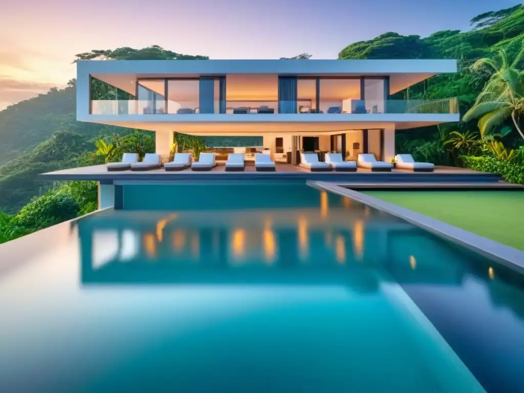 Villa de lujo con piscina infinita en la selva: ¡una escapada perfecta! Villa de lujo con piscina infinita y vistas al mar al atardecer para inquilinos ideales propiedades vacacionales