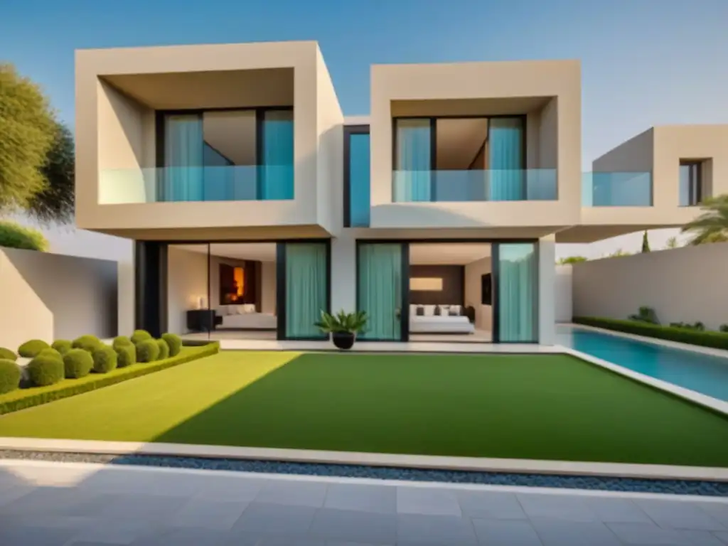 Villa de lujo moderna y segura en Oriente Medio Villa de lujo segura en Medio Oriente con diseño moderno, rodeada de paisajes exuberantes y avanzadas medidas de seguridad