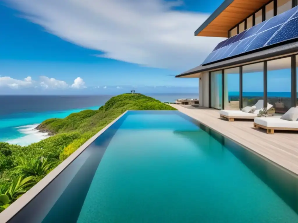 Villa sostenible de lujo sobre el acantilado Villa de lujo sostenible en acantilado con vista al mar, impacto cambio climático inversión villas