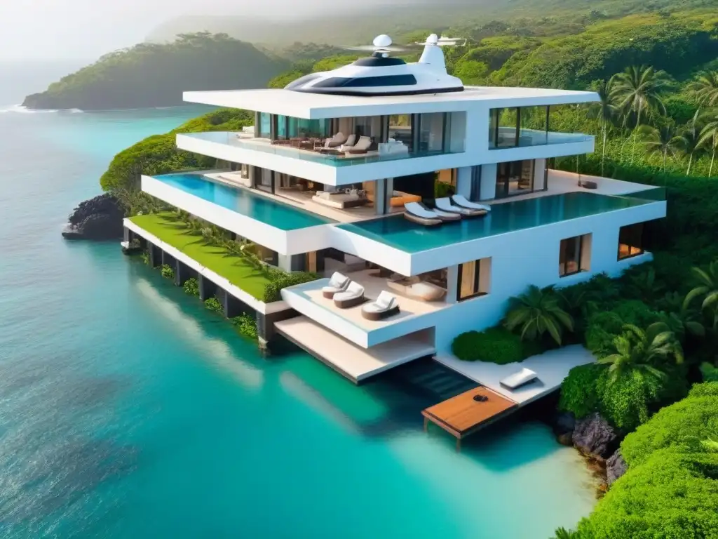 Exclusiva villa de lujo con piscina infinita y helipuerto Villa de lujo con vista al mar, piscina infinita y helipuerto