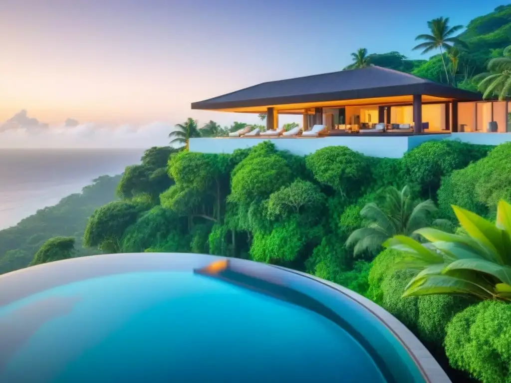 Villa de lujo con piscina infinita y vistas al mar Villa moderna de lujo con piscina infinity y vistas panorámicas al mar en destino de turismo de lujo en inmobiliario