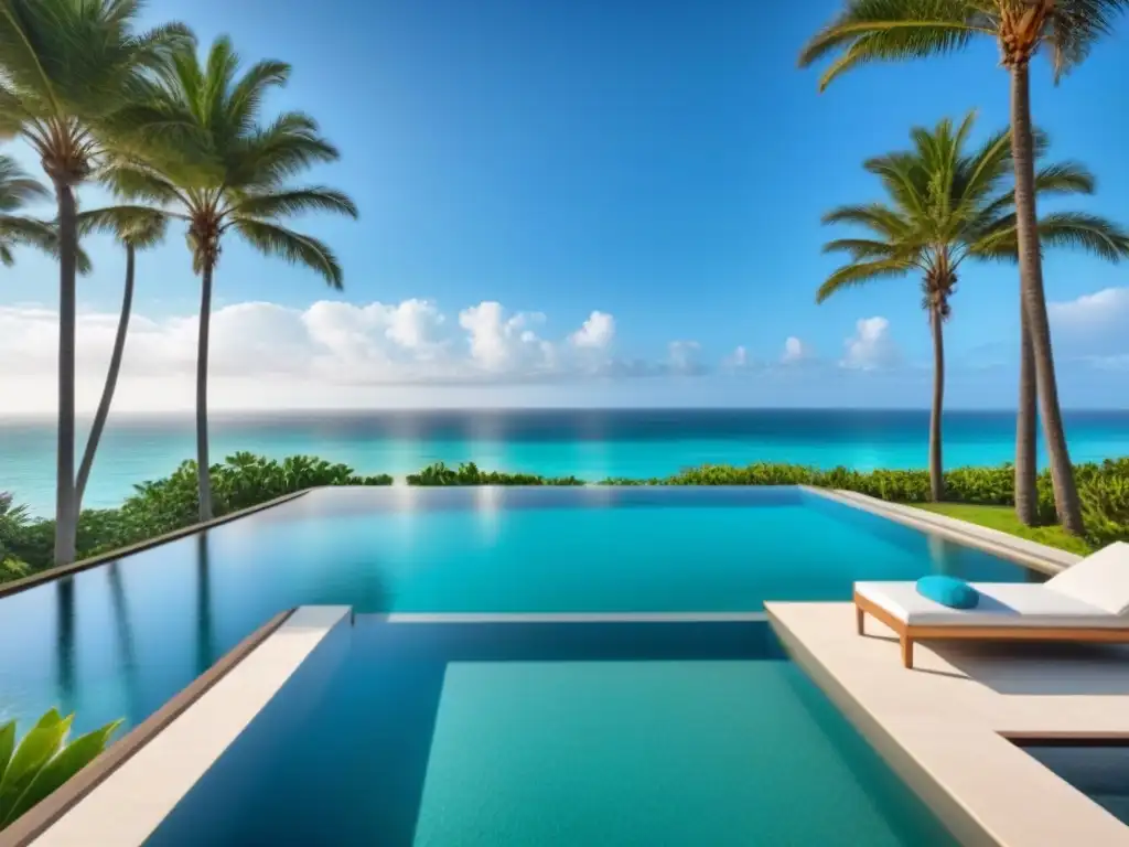 Villa de lujo frente al mar con diseño moderno y vistas impresionantes Villa moderna de lujo en la playa con diseño arquitectónico elegante, piscina infinita y vistas impresionantes al mar