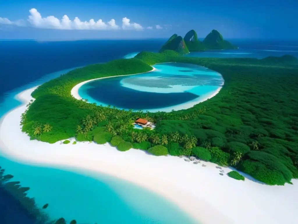 Exclusiva isla privada: lujo y naturaleza en armonía Villas modernas de lujo en isla privada, rodeadas de naturaleza exuberante y aguas turquesas