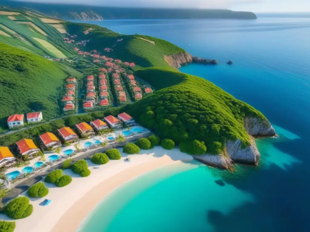Costa paradisíaca: villas coloridas y aguas azules Villas vacacionales costeras con las mejores oportunidades, rodeadas de agua azul y exuberante vegetación