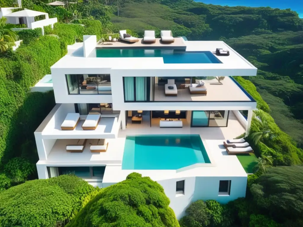 Villa de lujo: oasis moderno junto al mar Inversión en villas vacacionales internacionales: Lujoso complejo vacacional con vistas al mar y piscinas infinitas