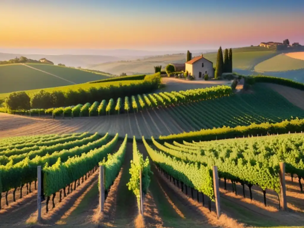 Viñedo de ensueño al atardecer: inversión y belleza natural Viñedo al atardecer, inversiones inmobiliarias en bodegas y viñedos