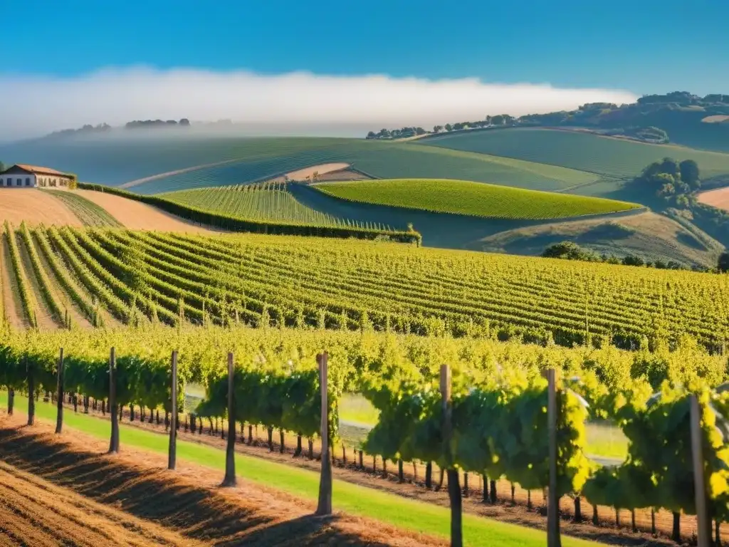Vinedos modernos y tradicionales en panorámica 8k Un viñedo internacional próspero con bodega moderna y trabajadores cuidando las vides