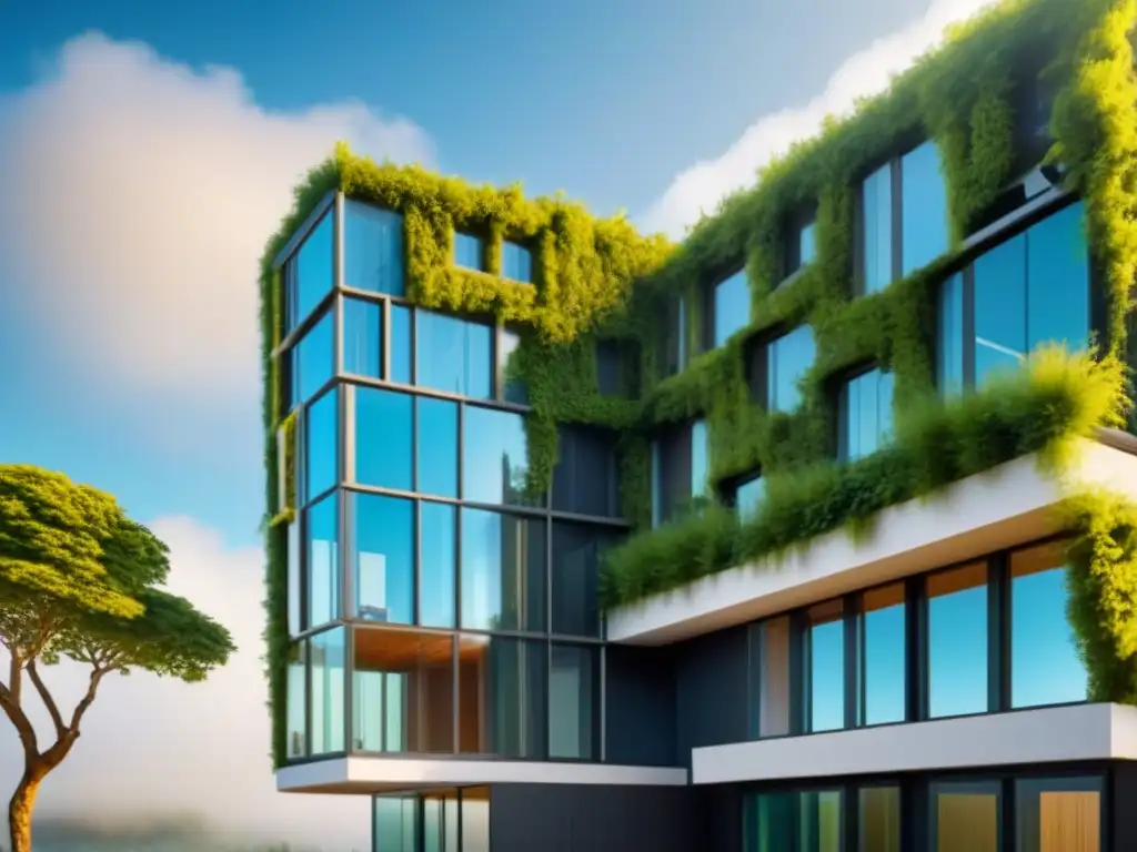 Edificio ecoamigable: bioarquitectura futurista y sostenible Una visión futurista de la bioarquitectura en armonía con la naturaleza