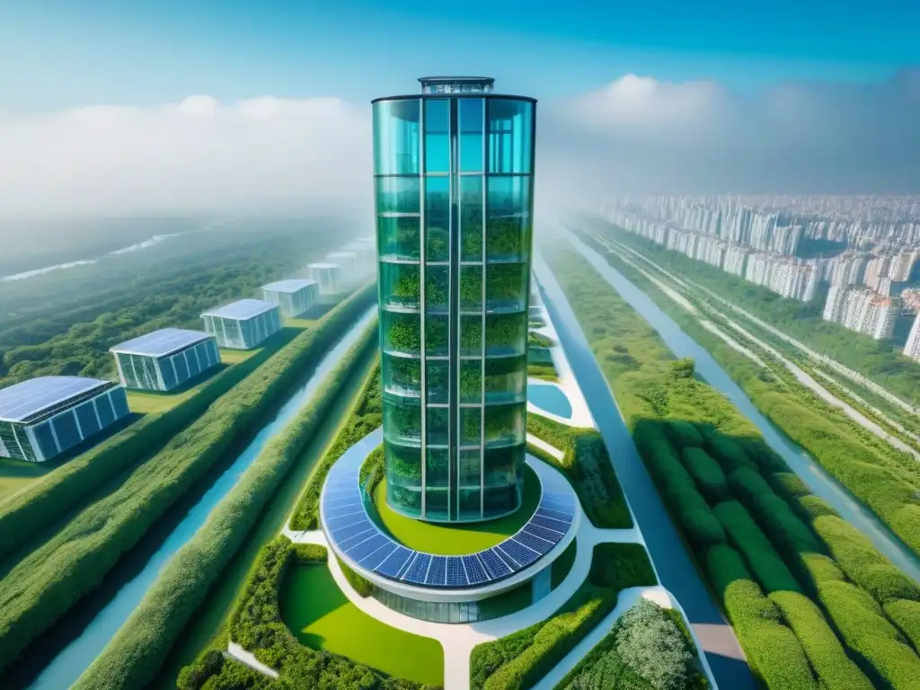 Rascacielos futurista: lujo verde y tecnología sostenible Una visión futurista de lujo arquitectónico en armonía con la naturaleza y tecnología vanguardia