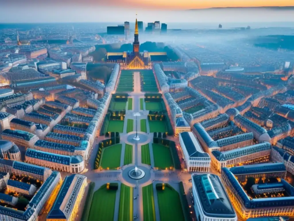 Bruselas: Arquitectura Moderna en 2023 Vista aérea de Bruselas en 2023 con mezcla de arquitectura histórica y moderna, reflejando oportunidades de inversión inmobiliaria