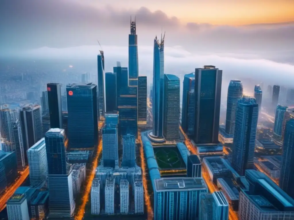 Inversión inmobiliaria internacional: crecimiento y colaboración Vista aérea de una ciudad activa con rascacielos modernos y edificios tradicionales