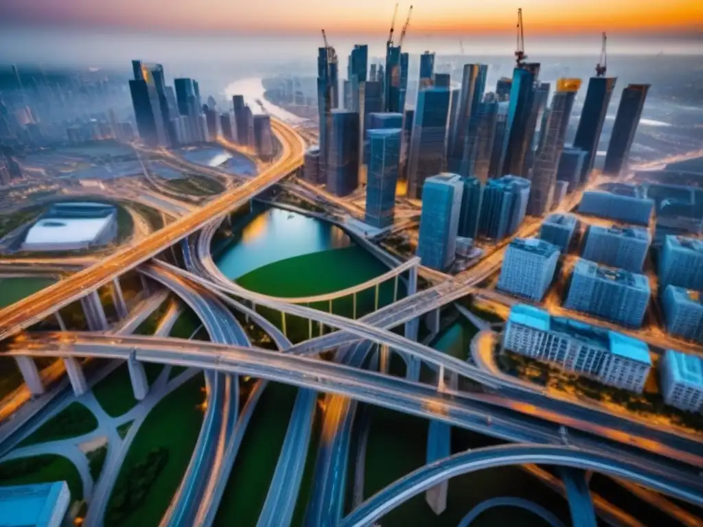 Desarrollo urbano: construcción de infraestructura en América del Norte Vista aérea de una ciudad en crecimiento, reflejo de las políticas de infraestructura en el mercado inmobiliario norteamericano