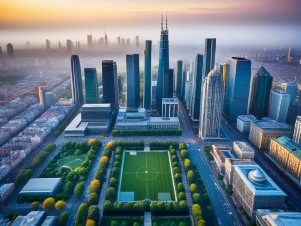 Contraste arquitectónico: ciudad moderna con historia en auge Vista aérea de una ciudad en crecimiento con contrastes de arquitectura antigua y moderna en áreas metropolitanas menos conocidas