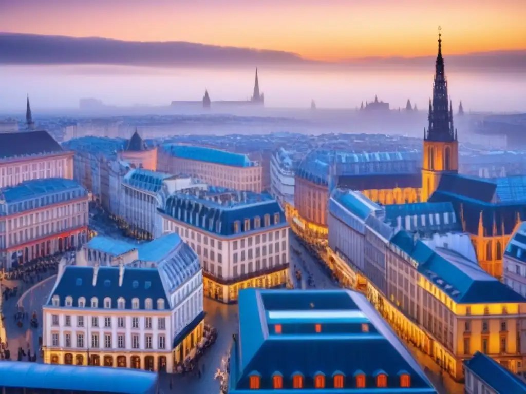 Vibrante ciudad europea: historia y modernidad Vista aérea de ciudad europea: historia y modernidad se entrelazan en un vibrante paisaje urbano