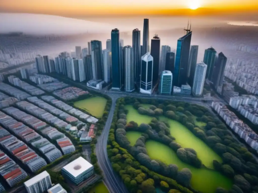 Cityscape latinoamericano: modernidad y naturaleza en equilibrio 'Vista aérea de una ciudad en América Latina con mercados inmobiliarios estables y vibrante desarrollo urbano y natural