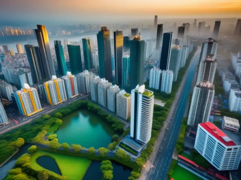 Esplendor urbano: arquitectura histórica y moderna en Latinoamérica Vista aérea de una ciudad en América Latina, mostrando la fusión de arquitectura histórica y rascacielos modernos