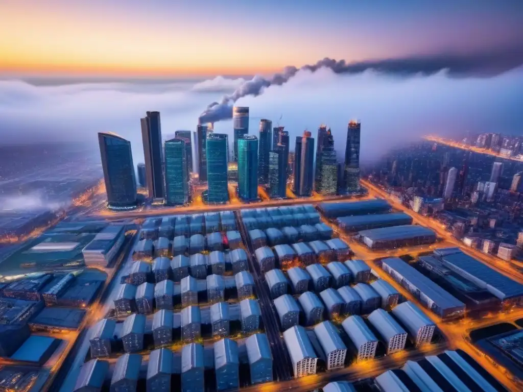 Metrópolis postindustrial: fusión de historia y modernidad Vista aérea de ciudad postindustrial con edificios antiguos y modernos, simbolizando inversión inmobiliaria en ciudades postindustriales