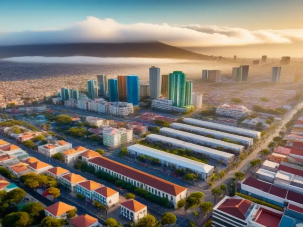 Vibrante real estate en México: ciudad moderna y tradicional Vista aérea de la ciudad de México con rascacielos, calles vibrantes y gente
