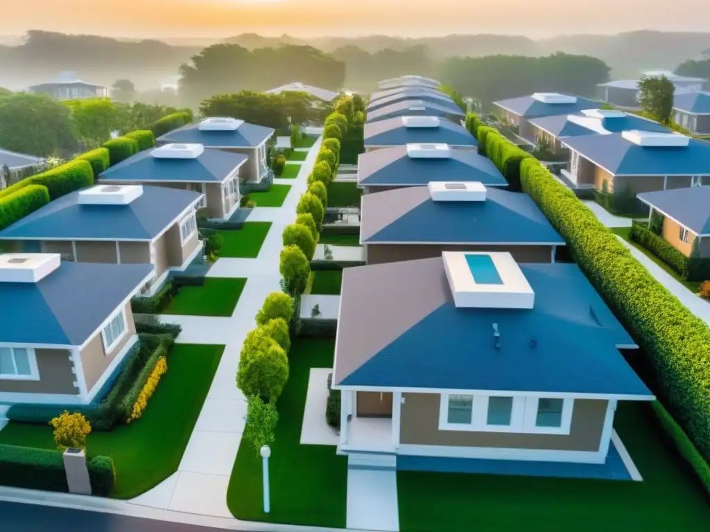 Complejo residencial seguro en Norteamérica: paisaje urbano protegido Vista aérea de complejo residencial seguro en Norteamérica