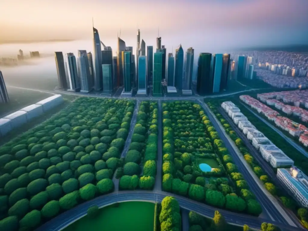 Metrópolis vibrante: mercado inmobiliario postCOVID Vista aérea detallada de una ciudad vibrante postCOVID, reflejando el mercado inmobiliario internacional post COVID