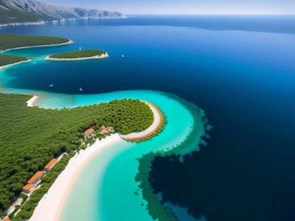 Costa de Croacia: belleza y potencial para inversores globales Vista aérea detallada de la costa de Croacia, ideal para inversionistas globales en mercado inmobiliario Croacia