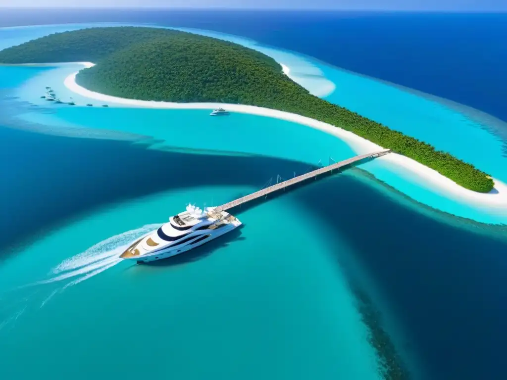 Paraíso exclusivo: isla privada de lujo con innovadores proyectos inmobiliarios y exuberante naturaleza Vista aérea detallada de una isla privada de lujo con proyectos inmobiliarios innovadores, financiamiento creativo para proyectos inmobiliarios